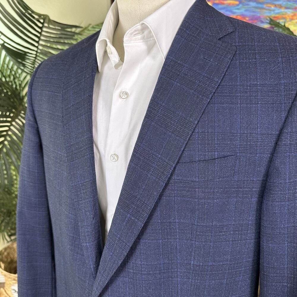 Daniel Cremieux Men 43R Sport Coat Loro Piana Performance Wool Navy Glenn Plaid